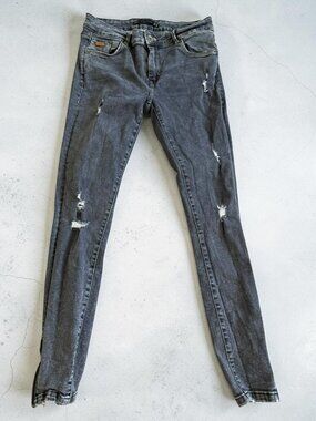 ZARA Trafaluc Gray Distressed Jeans Size US 6
